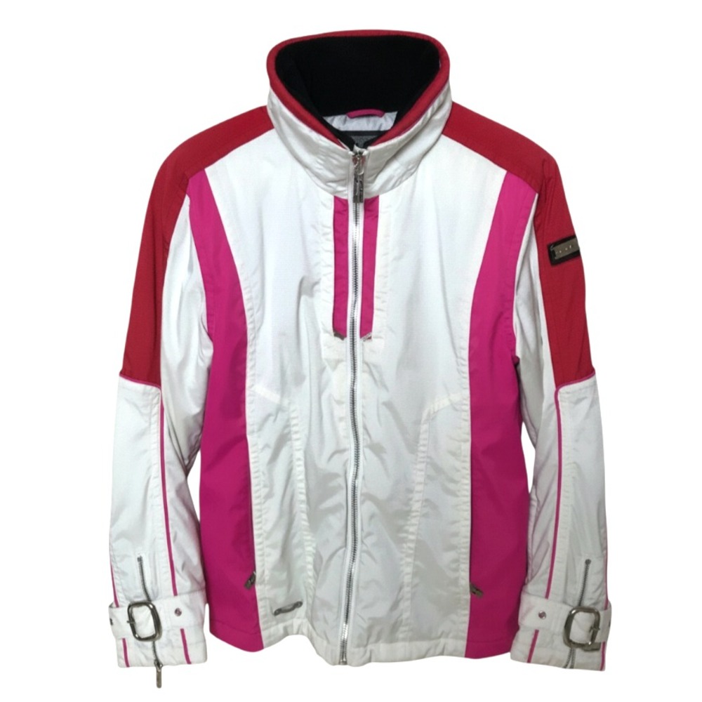 SPYDER SKI COAT JACKET White w/Pink-Red XTL 10,000 Parka w/Hood Insulated SZ 10